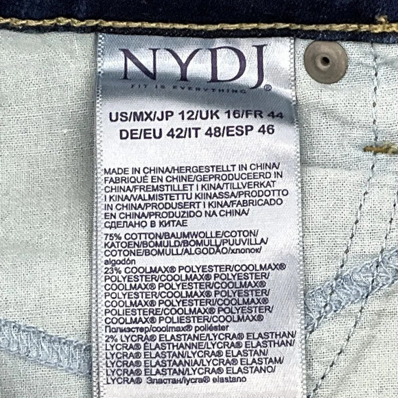 NYDJ Marilyn‎ Crop Straight Jeans Women Sz 12 Stretch Dark Wash Denim - Picture 10 of 10